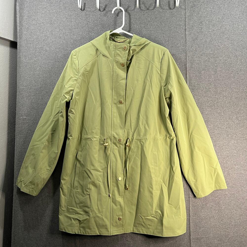Dennis Basso Water Resistant Hooded Angrak Soft Olive Size Large